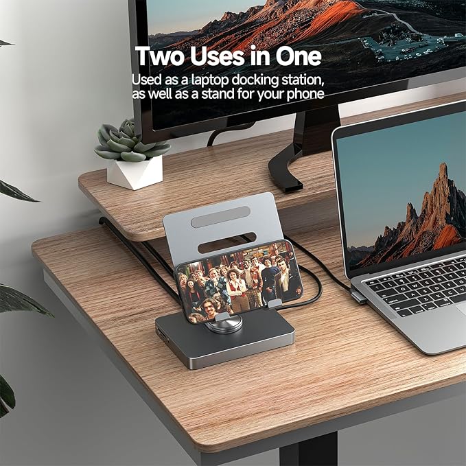 iPad Pro USB C Hub Stand,10 in 1 Rotatable Multiport Adapter for iPad M4 M3 M2 Inch Docking Station 4K 60Hz HDMI, PD, SD/TF Card Reader, USB 3.0, 3.5mm Audio, iPad Accessories for Home Office