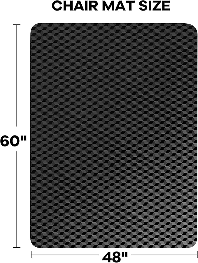 BesWin Office Chair Mat for Carpet, 48" x 60" Large Computer Desk Chair Mat for Low Carpeted Floors, Thick and Sturdy Carpet Protector for Rolling Chairs, Easy Glide Floor Mat for Home, Gaming (Black)