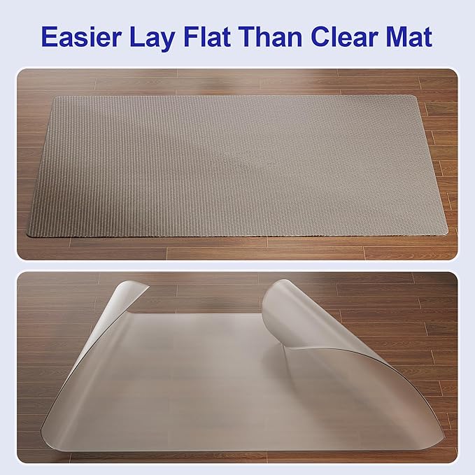 Delamu 36"×48" Office Chair Mat for Hardwood Floor, Heavy Duty Hard Floor Protector for Chairs, Anti-Slip PVC Woven Desk Chair Mat for Home Office, Light Brown