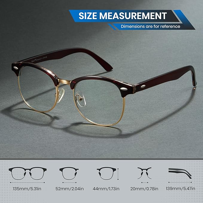 Cyxus Blue Light Glasses Men Women Browline Frame Computer Glasses Reduce Eye Strain UV Protection for Computer Screen （8356T01 Gold Frame）