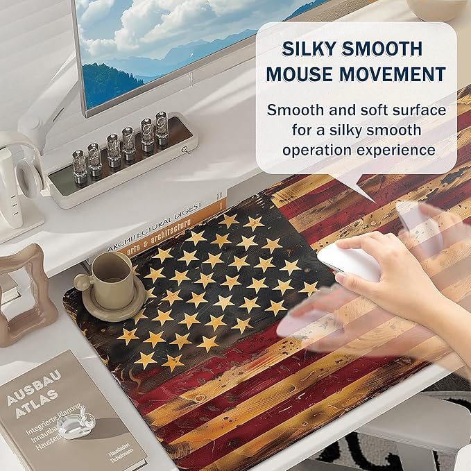 Mouse Pad Gaming - Desk Mat for Keyboard and Mouse - American Antique Flag Large Mouse Pads for Desk, Desks Pad Mat(35.4" X 15.7") with Non-Slip Base, Gaming Mousepad for Game, Office and Home