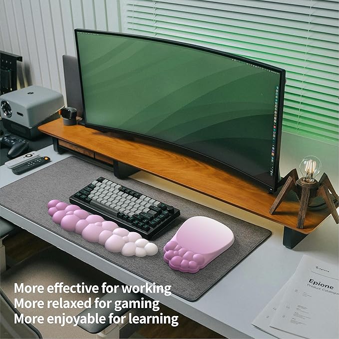 Ergonomic Mouse Pad and Keyboard Rest, 2 in 1 Cloud Wrist Rest + Mouse Pad, Non-Slip for Easy Typing & Wrist Pain Relief - Flower Gradient Pink