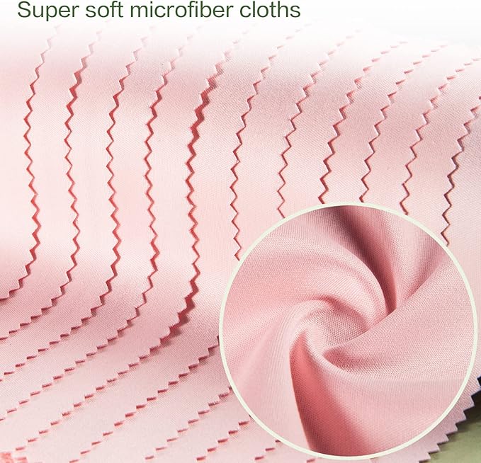Eyeglass Cleaning Cloth Glasses Cleaner 12Pack Microfiber Lens Cleaner Eyewear Sunglass Wipes for Glass Jewelry Screen Camera Lint Free Thick 5x6 Inch (Pink, 5x6)