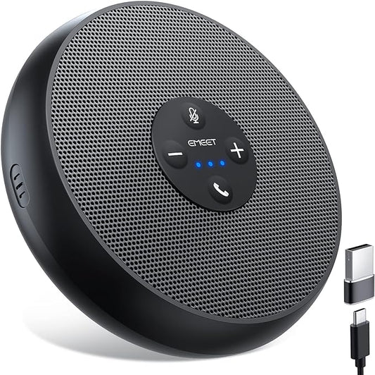 EMEET USB Speakerphone, M1A Zoom Certified AI Mics 360°Voice Pickup USB Type C-A Plug&Play Computer Speakers with Microphone, Fast Mute Noise Reduction Echo Cancellation for 5-8 People for Zoom Teams