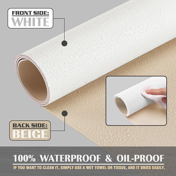 K KNODEL Large Office Leather Desk Mat, Mouse and Keyboard Pad, Computer and Laptop Mat, Desktop Protector and Cover, Writing Pad and Blotter (47.2"x23.6", White)