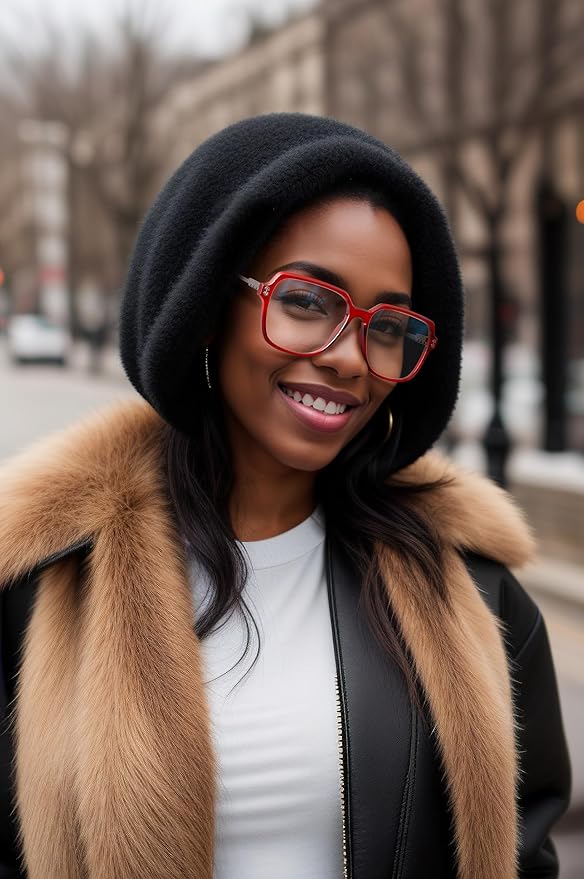 VISOONE Oversized Blue Light Blocking Glasses with Chic Square TR90 Frame and Metal Temple for Women Men REMY