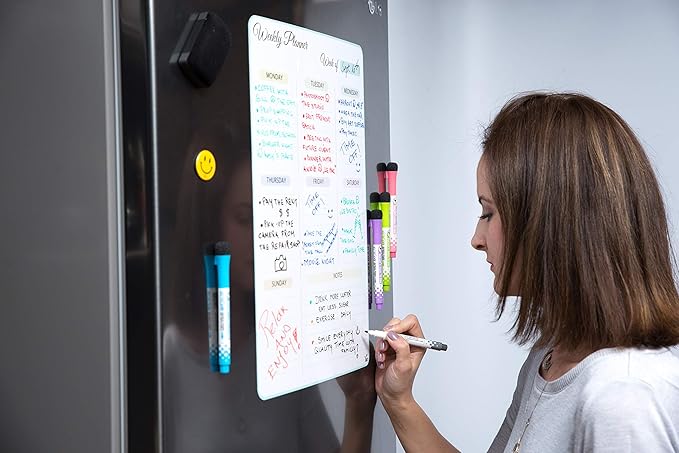 17x12 inch Dry Erase Whiteboard - Magnetic Fridge Calendar - White Board Calendar for Refrigerator
