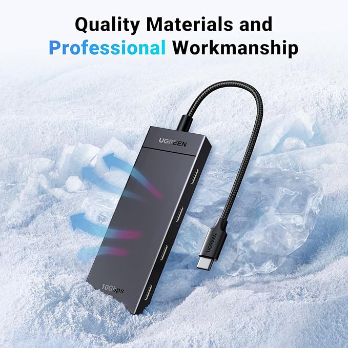 UGREEN USB-C Hub 4-Port 10Gbps Data Only USB 3.2 Hub Multiport Adapter Compatible with MacBook Pro, MacBook Air, iPad Pro, iPad mini 6 and iPhone 15, Plug and Play 0.3ft Cable