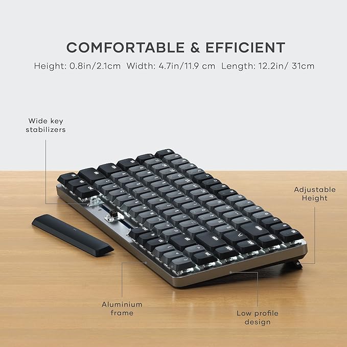 Satechi SM1 75% Mechanical Keyboard for Mac and Windows, LED Backlit Bluetooth Keyboard, 84 Keys Compact Wireless, Gaming, for Mac and Windows - Dark Gray/Gray
