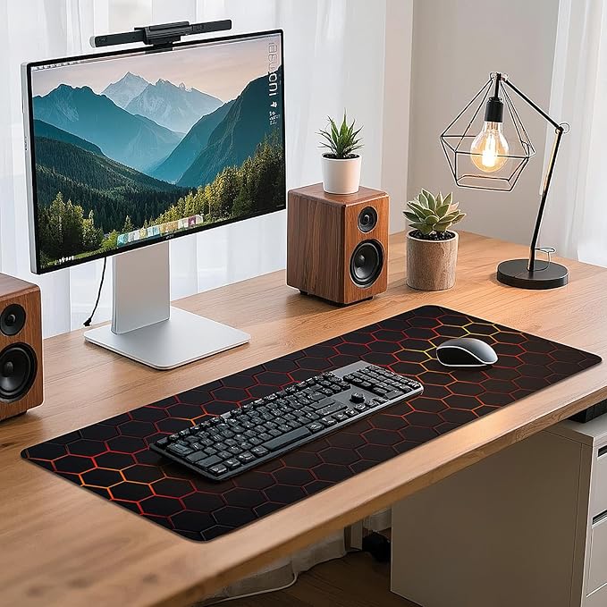 Gaming Mouse Pad - (31.5"×11.8") Honeycomb Large Mouse Pads for Desk - Desk Mat for Keyboard and Mouse with Non-Slip Base, Desks Pad Matfor Game/Office & Home