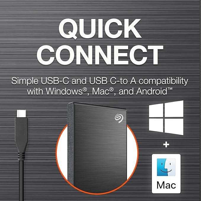 Seagate One Touch SSD 2TB External SSD Portable – Black, speeds up to 1030MB/s, 6mo Mylio Photo+ subscription, 6mo Dropbox Backup Plan and Rescue Services (STKG2000400)