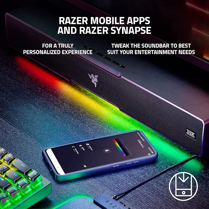 Razer Leviathan V2: Multi-Driver PC Gaming Soundbar with Subwoofer - THX Spatial Audio - Compact Design - Chroma RGB - Bluetooth 5.2 - for Desktop/Laptop, Smartphones, Tablets & Nintendo Switch