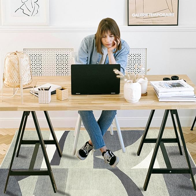 Office Chair Mat for Hardwood Floor, 72"x48" Easy Glide Computer Desk Mat Protector for Rolling Chair Under Desk Rug Nonslip Backing, Machine Wash, (Modern)