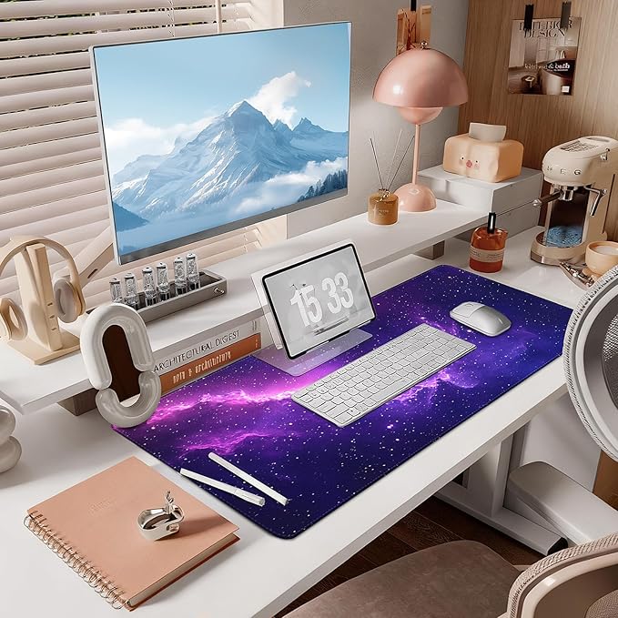 Mouse Pad Gaming - Desk Mat for Keyboard and Mouse - Galaxy Space Large Mouse Pads for Desk, Desks Pad(35.4" X 15.7") with Non-Slip Base, Galaxy Nebula Gaming Mousepad for Game, Office and Home