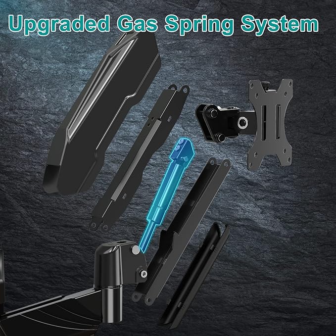 MOUNT PRO Monitor Wall Mount for 13 to 32 Inch Computer Screens, Single Monitor Mount with Tilt/Swivel/Rotation Adjustable, Gas Spring Wall Arm Holds up to 17.6lbs, Vesa Wall Mount 100x100