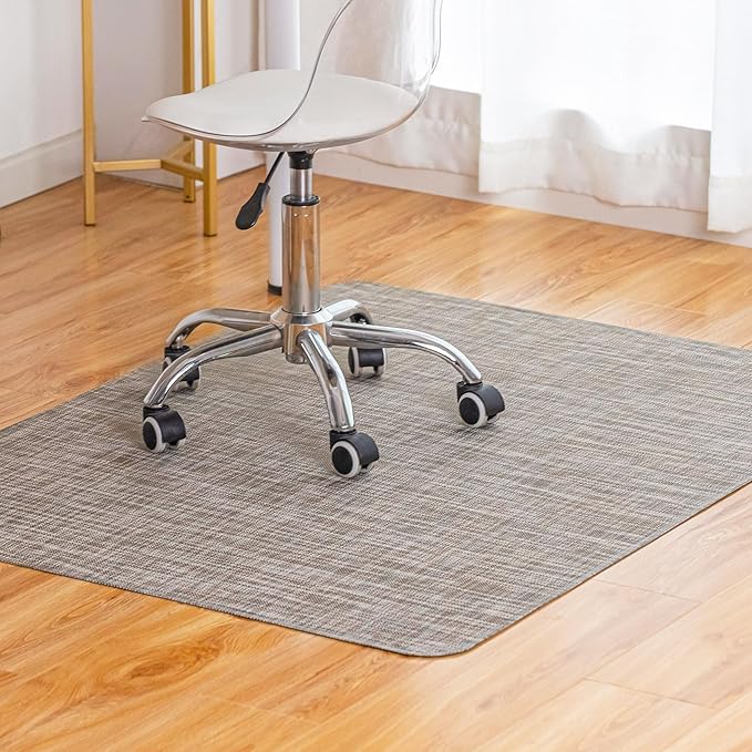 Office Chair Mat for Hardwood Floor Under Desk Computer Rolling Chair Mat for Wood/Tile Floor Non-Slip Heavy Duty Desk Rug PVC Plastic Hard Floor Protector 45"x 53" (Soapstone)