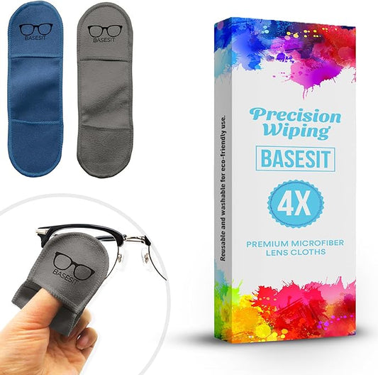 Eyeglass Cleaning Cloth, 4 Pack, Eyeglass Cleaning Wipes, Lens Wipes for Eyeglasses, Eye Glasses Cleaner Wipes, Eye Glass Clean Cloths, Eye Glasses Cleaner Cloth (Blue/Gray)
