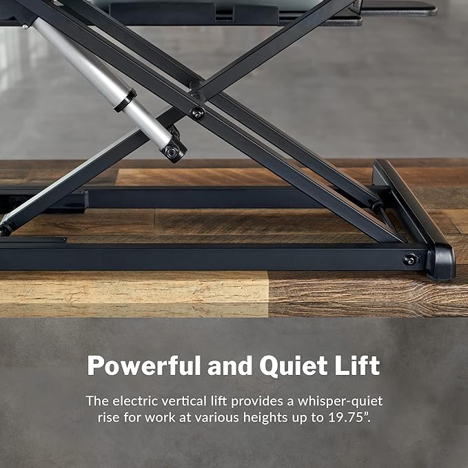 Vari Varidesk Pro Plus 36 Electric Standing Desk Converter – 11 Height Settings + Spring-Loader Lift, 2 Tier Design, Keyboard Tray – Fits Desktops 36” Wide x 26.5" Deep – Fully Assembled (Black)