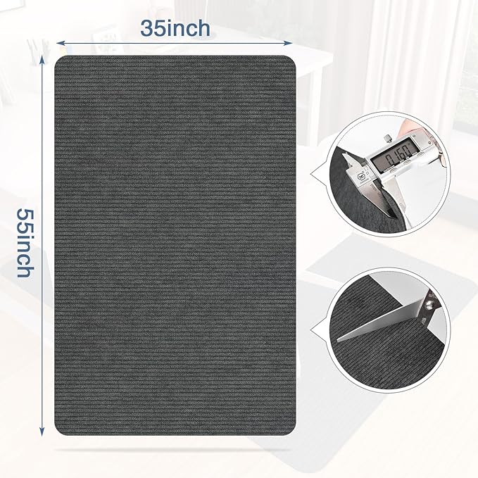 Placoot Desk Chair Mat for Hardwood Floor Corduroy Surface 55''x35'' Office Chair Mat for Rolling Chairs, Under Desk Low-Pile Office Rug Floor Mat