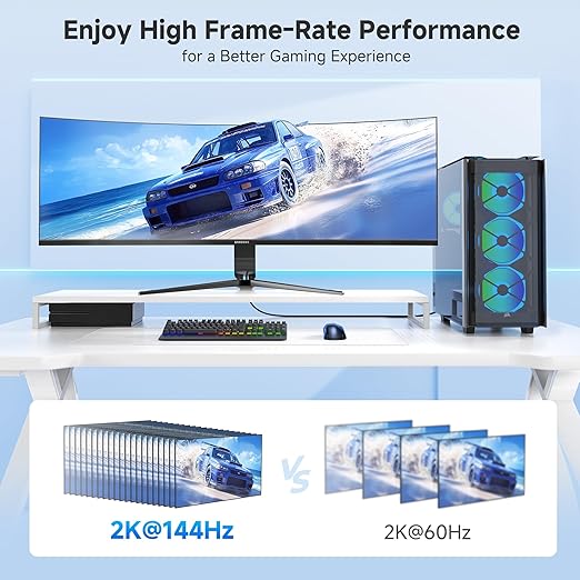 Cable Matters 4K DisplayPort to DisplayPort Cable - 10ft, Supports up to 4K@60Hz, 2K@144Hz, Male to Male Computer Monitor Cable, DP Cord, Black