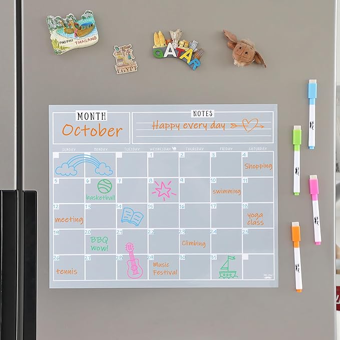 Mr. Pen- Dry Erase Calendar for Fridge, 14.7 x 11.8, Magnetic Calendar with 4 Dry Erase Markers