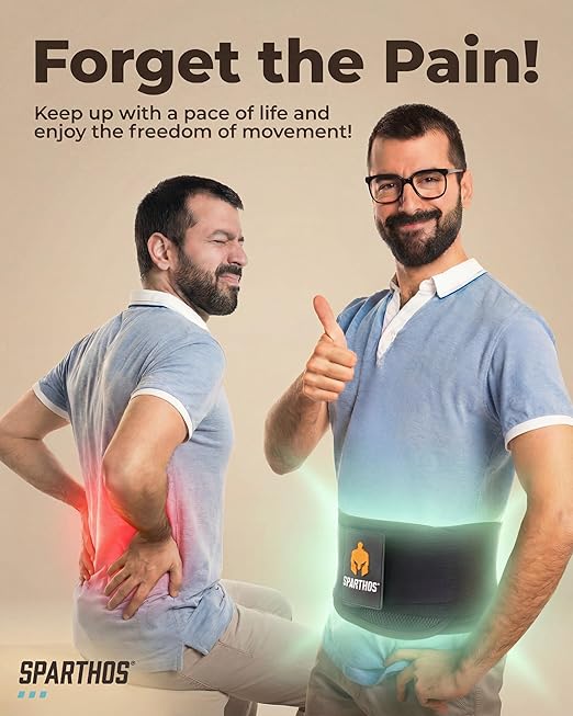 Sparthos Back Brace for Lower Back Pain - SIZE X-LARGE: Fits 52"-59" Waist (Measure at Navel - See Sizing Chart) – Relief from Sciatica, Herniated Disc - Support Belt with Lumbar Pad - Men & Women