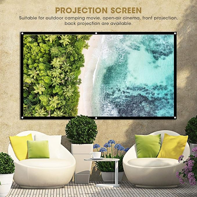 100 inch 16:9 Thicken Portable Non Crease Foldable Projection Screen,Soft White Polyester Projector Curtain Projection Screen,Suitable for Home Theater, Conference, Outdoor Camping Movie