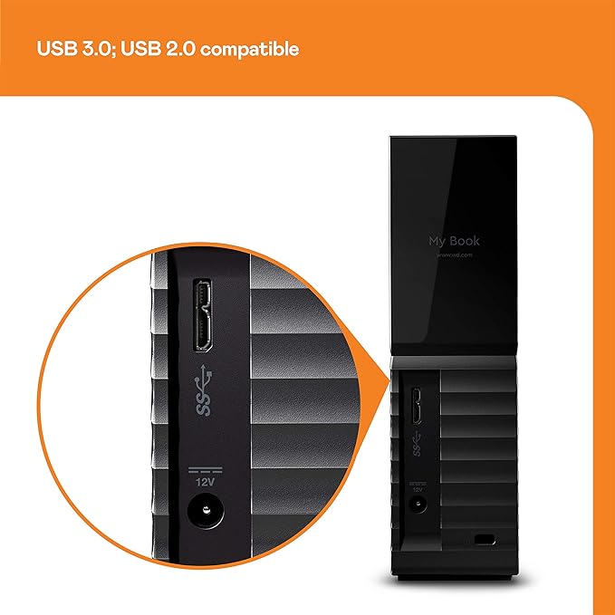 WD 18TB My Book Desktop External Hard Drive, USB 3.0, External HDD with Password Protection and Auto Backup Software - WDBBGB0180HBK-NESN and WD 5TB Elements Portable HDD, External Hard Drive, USB 3.0 for PC & Mac, Plug and Play Ready - WDBU6Y0050BBK-WESN