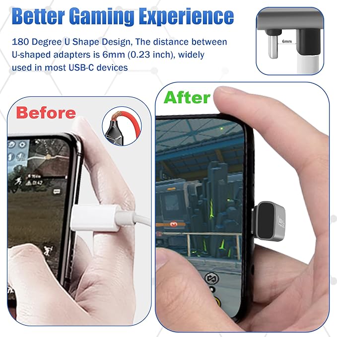 U Shape USB C Adapter 4-Pack, 180 Degree Angle USB4 USB C Male to Female Extender Connector Support PD 3.1 240W Type C Fast Charging,40Gbps,8K HD Display, for iPhone 17/16 Series, MacBook Pro, iPad