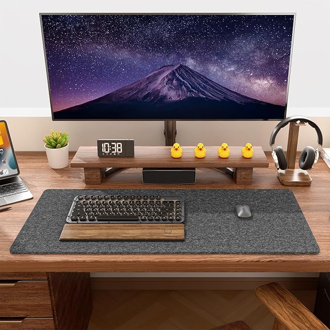 Auhoahsil Felt Desk Mat, Minimalist Large Mouse Pad XL 31.5 x 11.8 in, Desk Matt for Desktop, Keyboard, Laptop, Computer, Office, Work from Home, Gaming, Gray