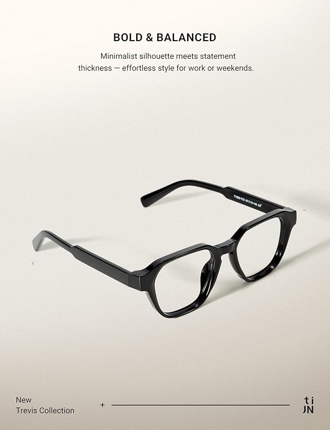 TIJN Blue Light Blocking Glasses, Anti Eyestrain UV Protection, TR90 Square Frame Glasses Chic Preppy Look for Women and Men