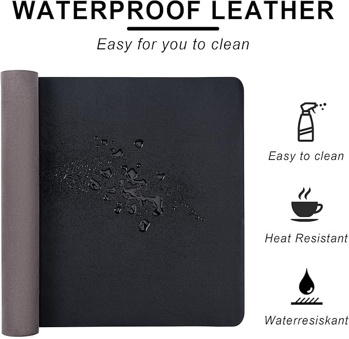 Leather Desk Pad Protector,Non-Slip Desk Pad,on-Slip PU Leather Large Mouse Pad,Easy Clean Desk Protecor Mat,Writing Pad for Office Work/Home/Decor(Black, 31.5" x 15.7")