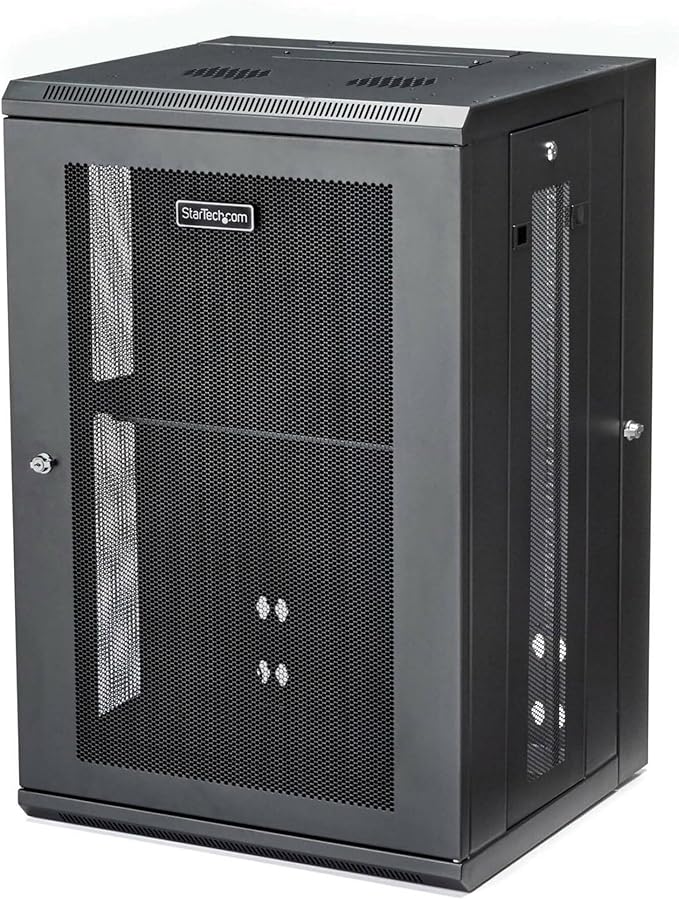 StarTech 4-Post 18U Wall Mount Network Cabinet w/ 1U Shelf, 19" Wall-Mounted Server Rack Kit for IT / Data Computer Equipment, Ships Fully Assembled