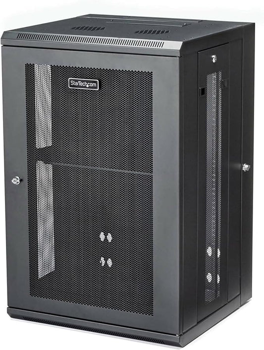 StarTech 4-Post 18U Wall Mount Network Cabinet w/ 1U Shelf, 19" Wall-Mounted Server Rack Kit for IT / Data Computer Equipment, Ships Fully Assembled
