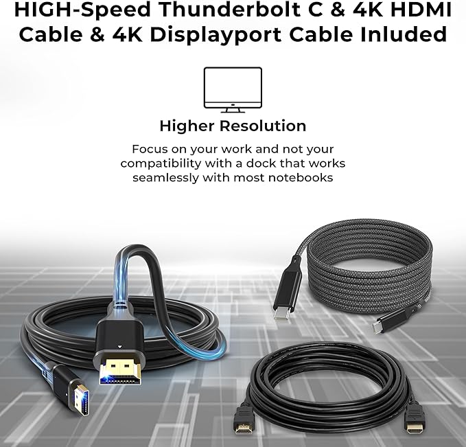 40B00135US Lenovo Thinkpad Docking Station USB C - 1 Year Warranty, Supports 4K Display, Thunderbolt 4 Dock with 135W Adapter, HDMI, DisplayPort, Thunderbolt Cables & Cloth - Lenovo Docking Station