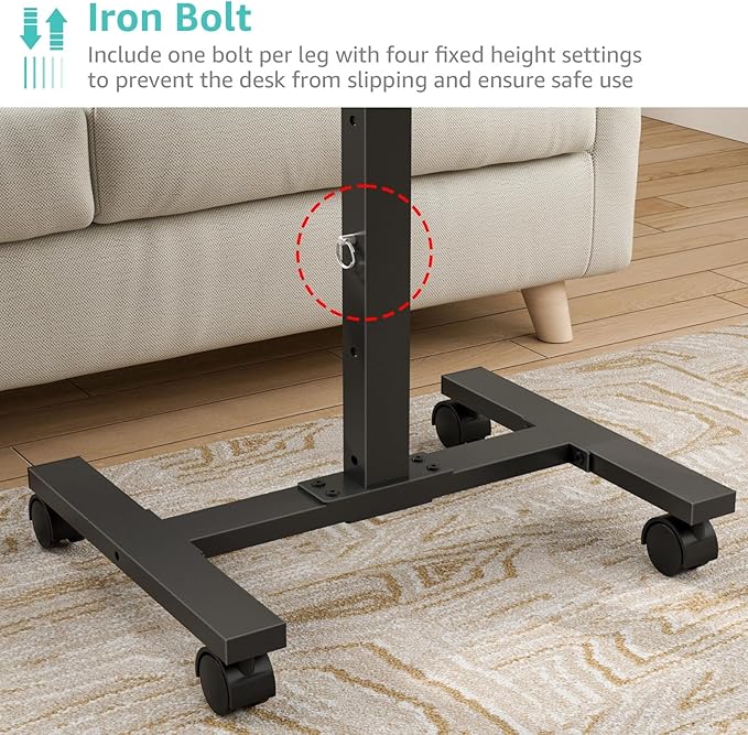 Small Portable Standing Rolling Desk - 24 Inch Mobile Stand Up Desk Adjustable Height on Wheels for Small Spaces, Couch Kids Laptop Desks End Side Table, Teacher Podium for Classroom, Rustic Brown