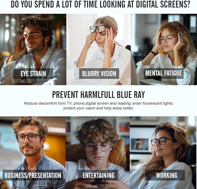 Blue Light Glasses For Men & Women - Anti Glare Computer Blue Light Blocking Glasses with UV Protection for Gaming