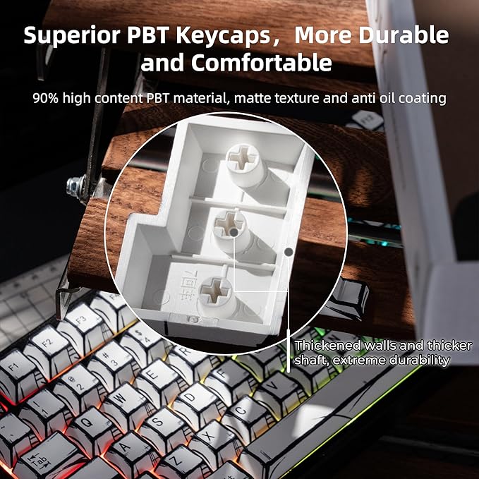 XVX White PBT Keycaps, Cherry Profile Keycap Set, Dye Sublimation Graffiti Keyboard Keycaps Suitable for 60% 65% 75% 80% 100% MX Switches Mechanical Keyboard