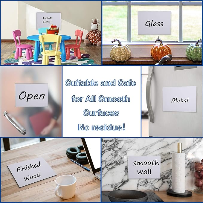 Dry Erase Whiteboard Sticker for Fridge, 16.5×11.7in Removable Whiteboard Sheet for Non-Magnetic Stainless Steel Glass Door w/ 2 Markers & 1 Eraser, Washable Sticky Note, No Residue, Any Shiny Surface