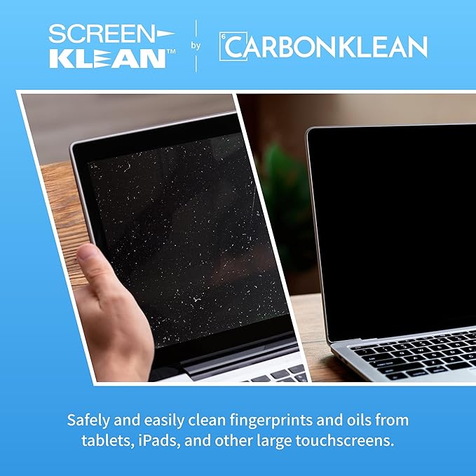 CarbonKlean ScreenKlean Tablet Screen Cleaner - Compatible with iPad, Android & Amazon Tablet - with Carbon Microfiber Tech-Injected Pink-1 Count (Pack of 1)
