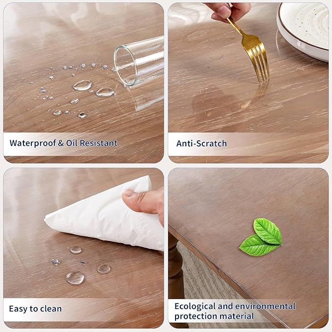24 x 30 Inch Clear Table Cover, 2mm Thick Desk Mat, Plastic Vinyl Table Protector, Desk Mats