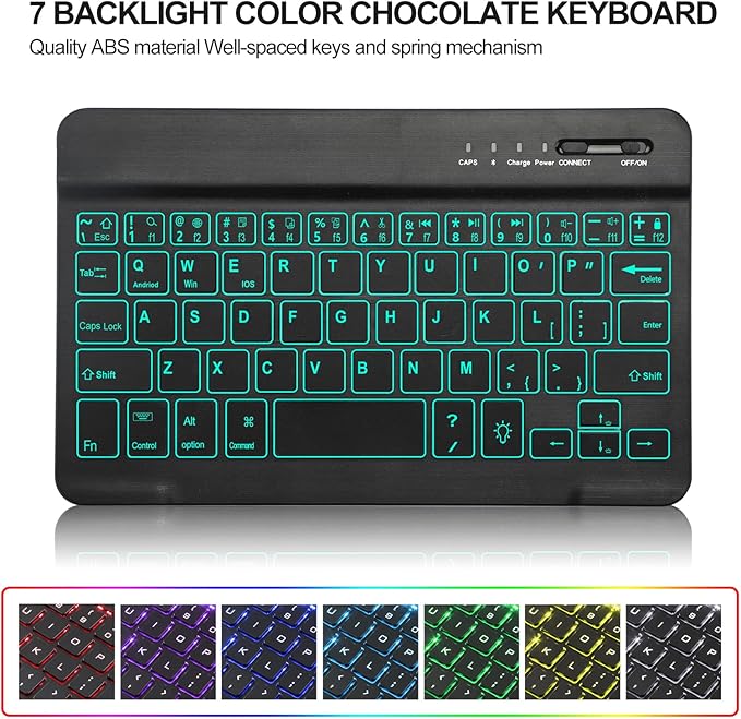 BORIYUAN iPad mini 7th Gen 2024 (A17 Pro) & iPad mini 6 Keyboard Case 2021, Detachable Wireless Keyboard, 7 Color Backlit, Slim Folio Cover with Pencil Holder for iPad mini 7th/6th Gen 8.3 inch Black