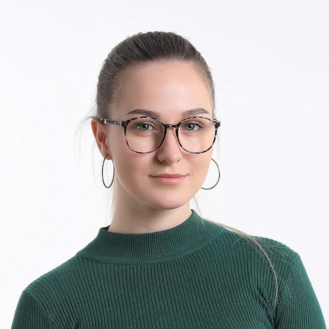 LifeArt Round Blue Light Blocking Glasses, Computer Glasses, Gaming Glasses, TV Glasses for Women Men (Leopard, 1.50 Magnification)