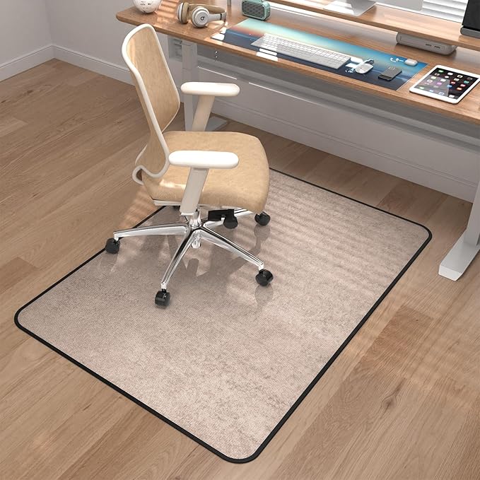 Placoot Corduroy Heavy Duty Office Chair Mat for Carpet & Hardwood Floors, Tri-Fold Floor Mat, Desk Chair Mat for Carpeted Floors and Hardwood Floor for Home Office Dark Grey