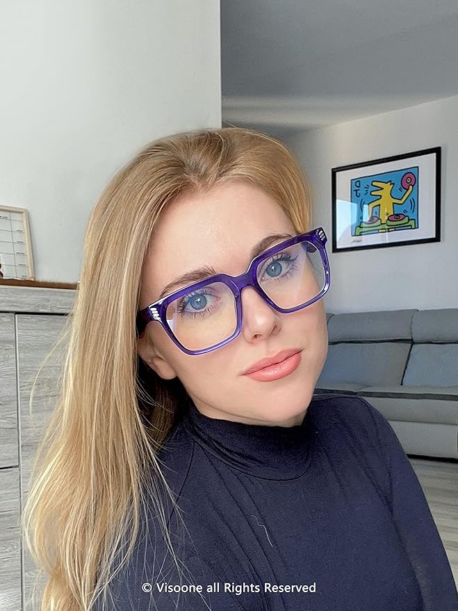 VISOONE Rectangle TR90 Blue Light Blocking Glasses Computer Eyewear with Preppy Look for Women and Men Cougar
