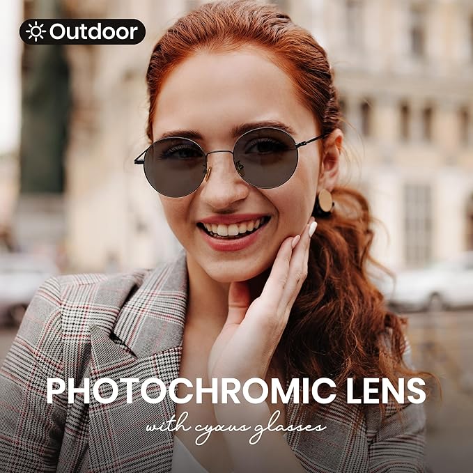 Cyxus Blue Light Glasses for Men and Women, Round Metal Frame Computer Eyeglasses for Office, Gaming, Reading 8090