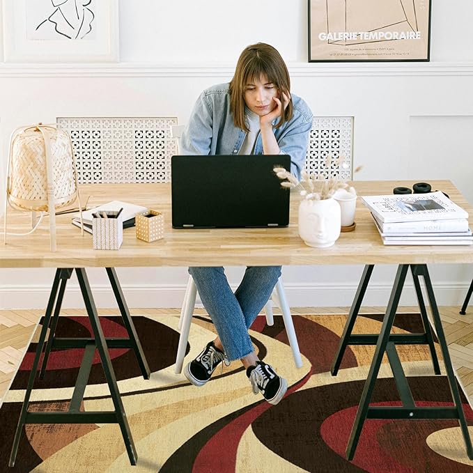 Office Chair Mat for Hardwood Floor, 60"x45" Easy Glide Computer Desk Mat Protector for Rolling Chair Under Desk Rug Nonslip Backing, Machine Wash, (Modern)