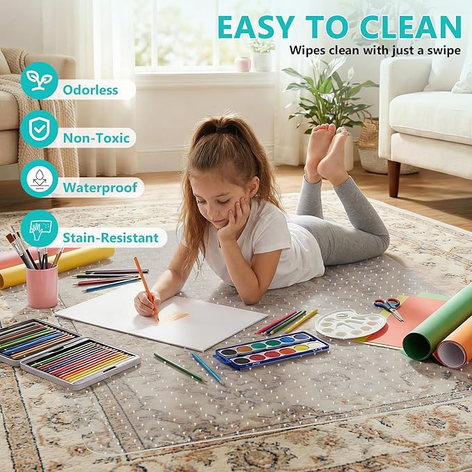 Office Chair Mat for Low Pile Carpet with Lip, 36" x 48" Clear Heavy Duty Plastic Floor Protector for Smooth Rolling Desk & Computer Chairs, Under Desk Chair Mat for Home Office