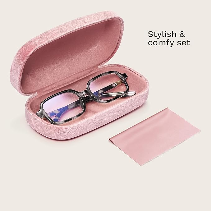 livho Blue Light Glasses for Women – Y2K Aesthetic Frame with Blush Pink Case, 90s Vibe for Screen Time Blue Light Blocking