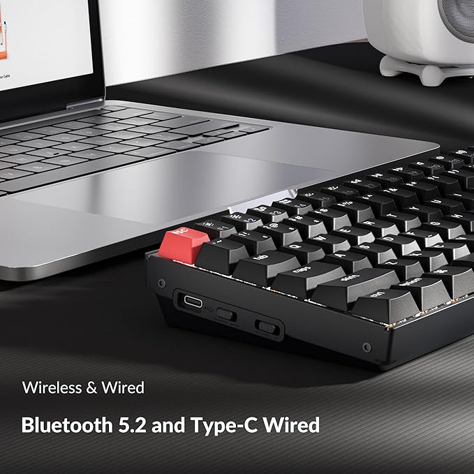 Keychron K4 96% Layout QMK Wireless and Wired Options Mechanical Keyboard, White Backlight Brown Switch, Hot-swappable, Paired with Shine-Through Double-Shot PBT Keycaps for Mac Windows - Version 3
